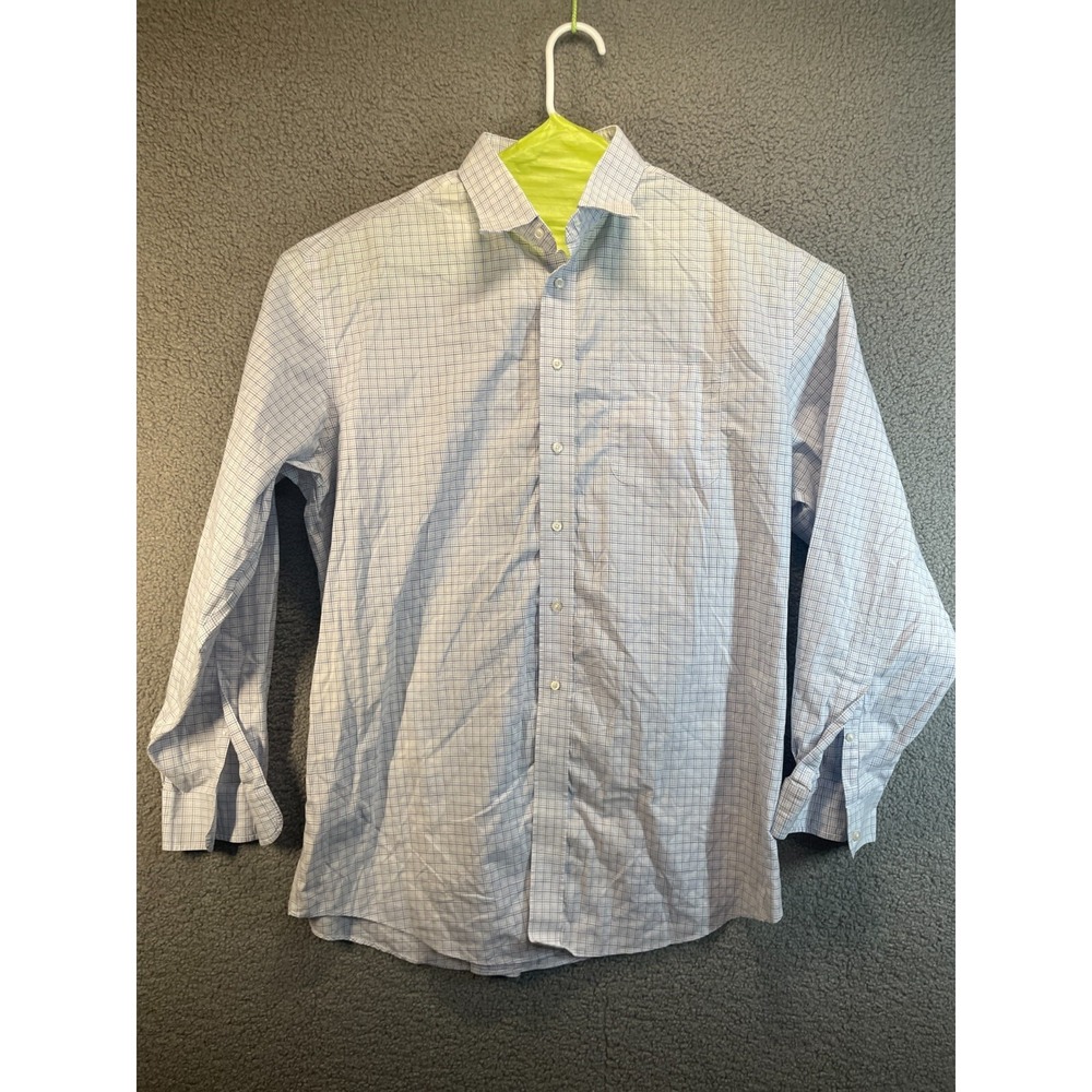 Jos. A. Bank Mens Dress Shirt 17.5 36  Plaid Long Sleeve‎ Cutaway Collar